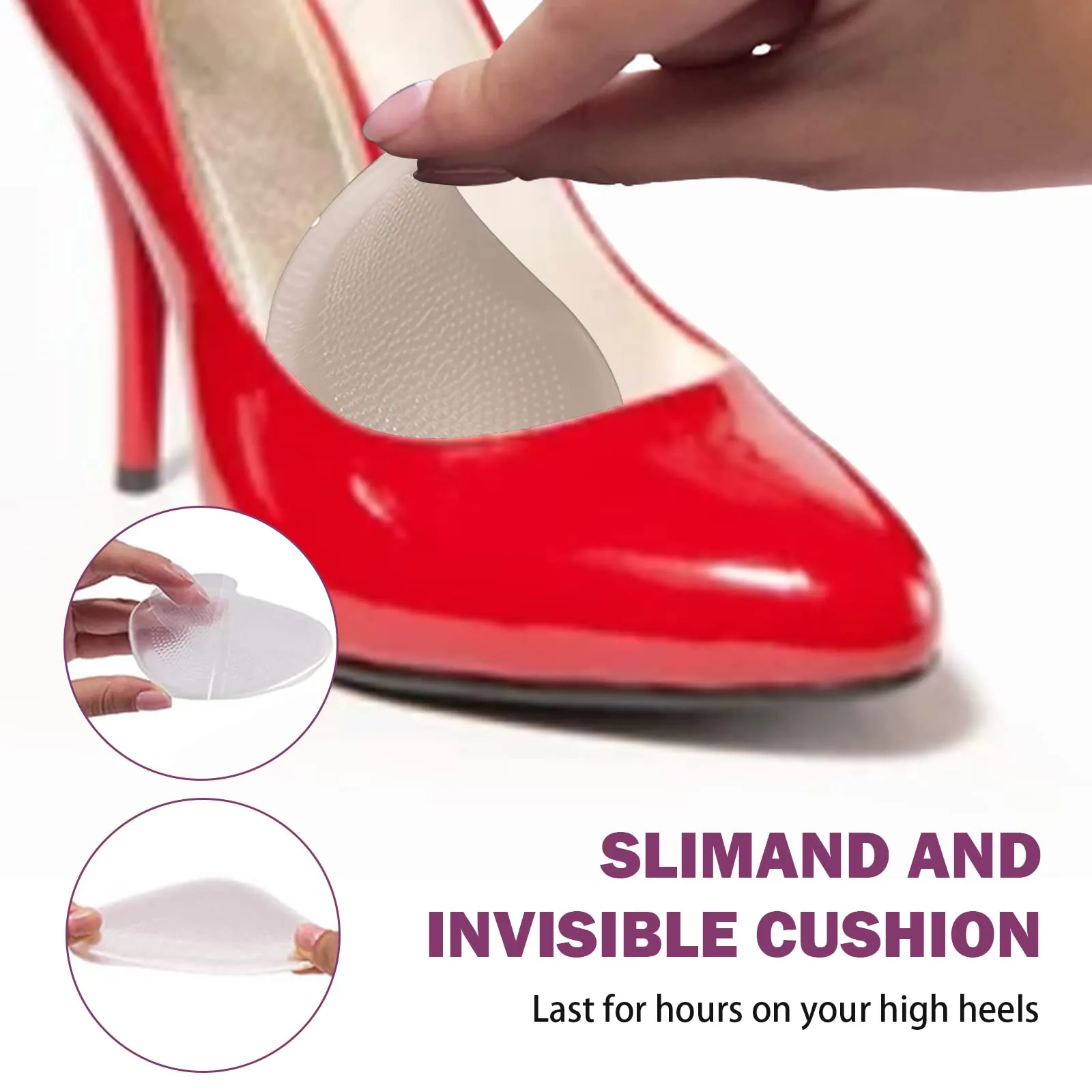 2 Pairs Metatarsal Pads, Gel Insoles for High Heels, Ball of Foot Cushion Pads, High Heel Cushion Insert for Foot Pain Relief