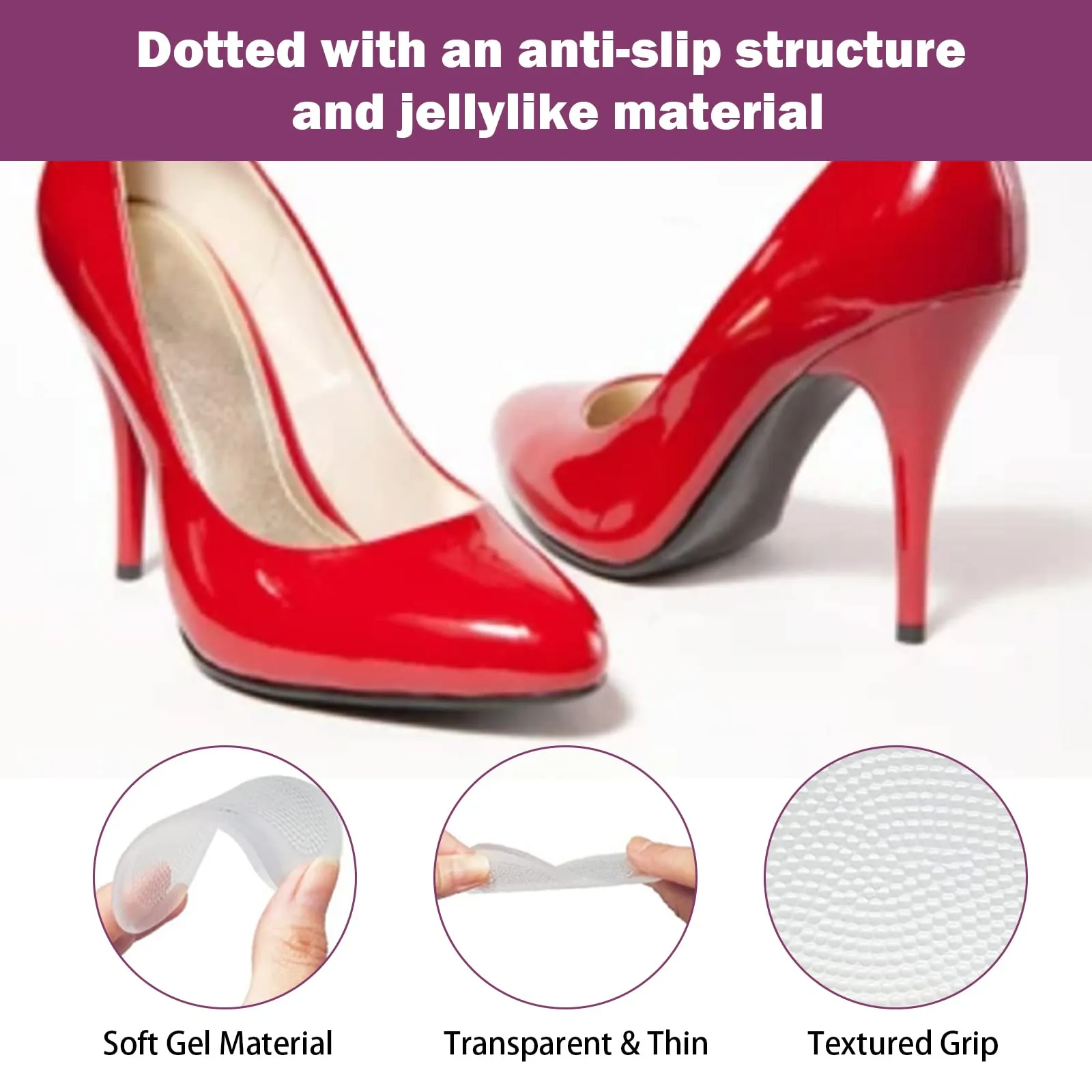 2 Pairs Metatarsal Pads, Gel Insoles for High Heels, Ball of Foot Cushion Pads, High Heel Cushion Insert for Foot Pain Relief