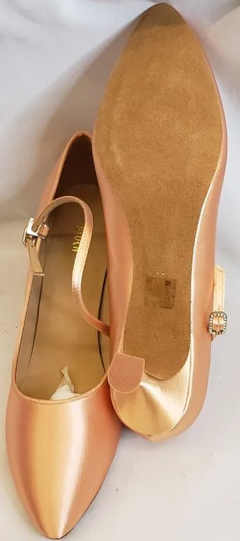 3" Charisse -- Women's Flare Heel Standard Ballroom Shoe -- Tan Satin