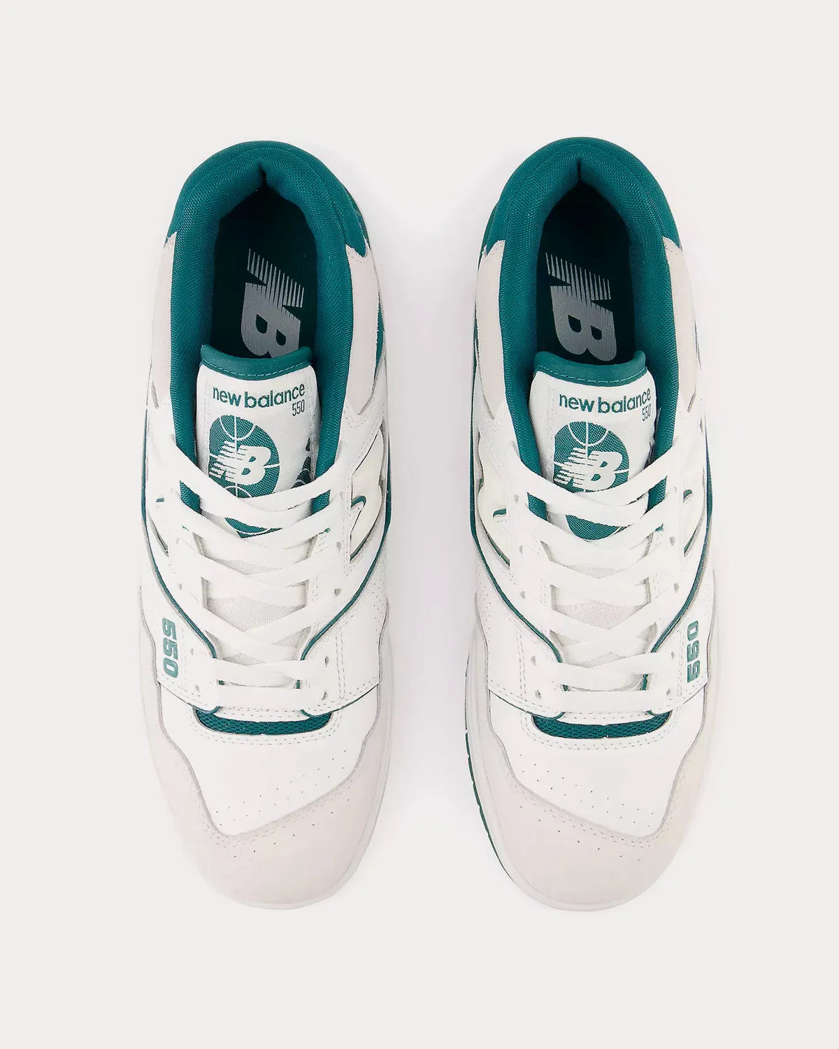 550 White/ Vintage Teal Low Top Sneakers