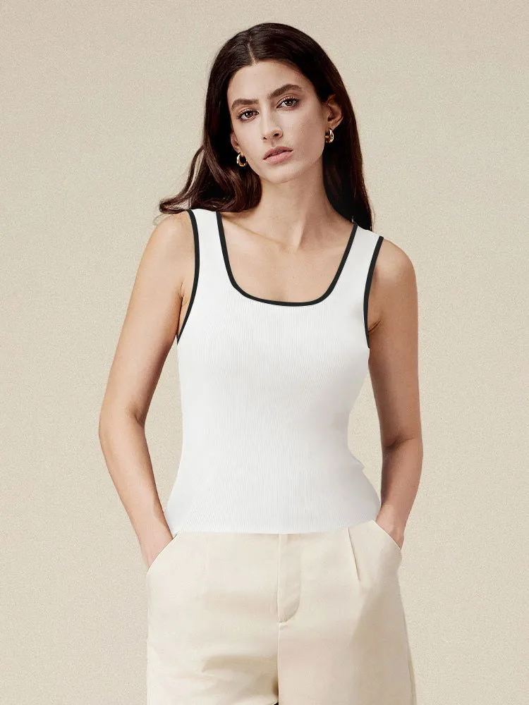 Amoretu Contrasting Slim Fit Knit Tank Top