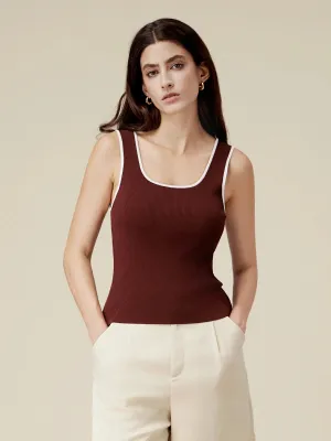 Amoretu Contrasting Slim Fit Knit Tank Top
