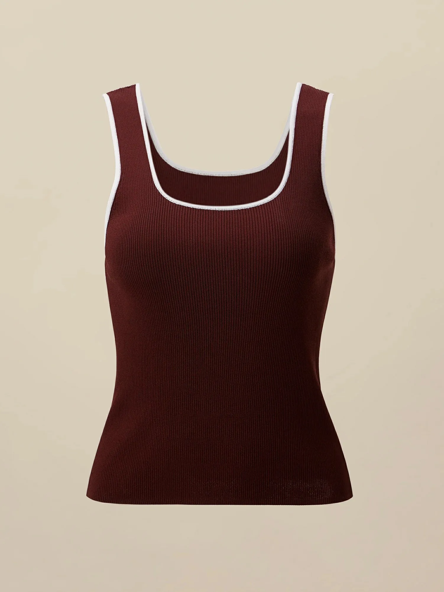 Amoretu Contrasting Slim Fit Knit Tank Top