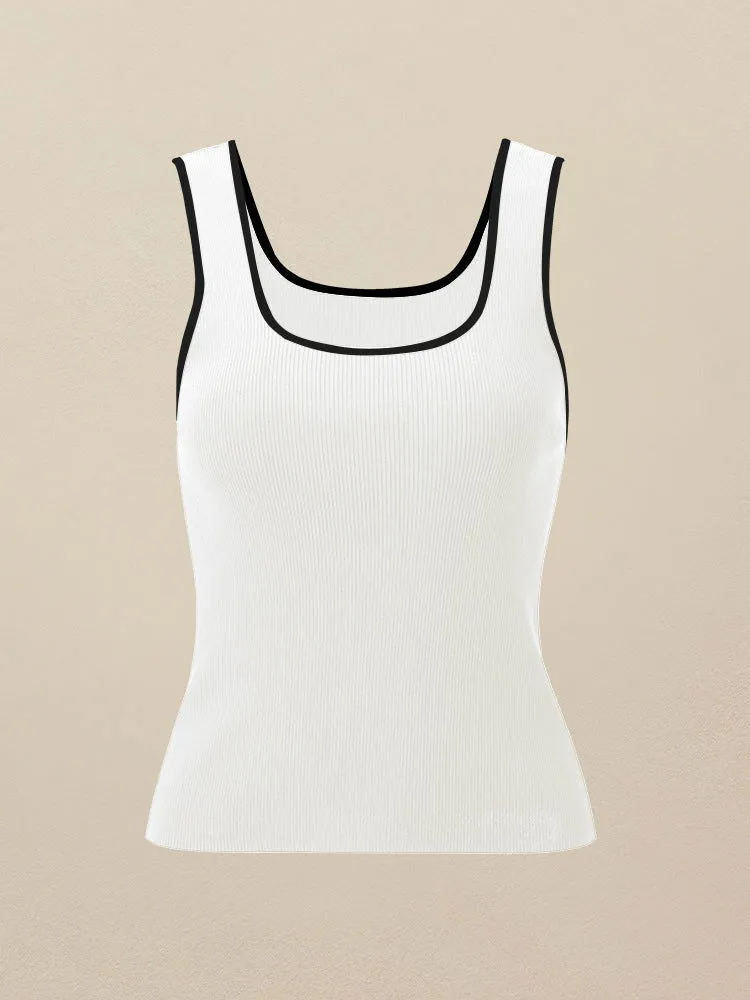 Amoretu Contrasting Slim Fit Knit Tank Top
