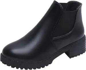 Ankle Boots for Women Square Toe Booties for Women Womens Suede Ankle Boots Short Walking Boot Fashion Closed Head Slip on Pointed Toe Chunky Stacked Heel