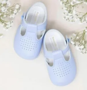 Baby Boys Blue Soft Dimple Pram Shoe