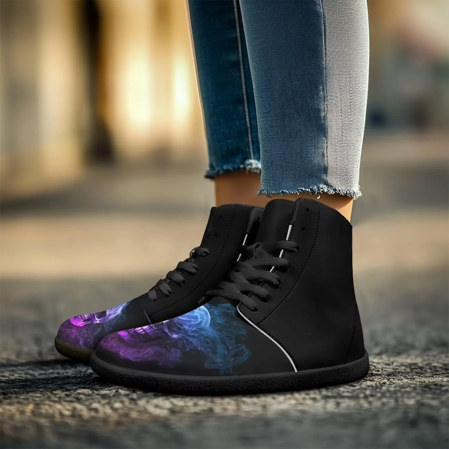 Barefoot Shoes for Men Comfortable Zero Drop Tennis Running Hiking Workout Shoes Wide Toe Box Anti-Skid Waterproof Sneakers for Teen Boys Black US 5-14