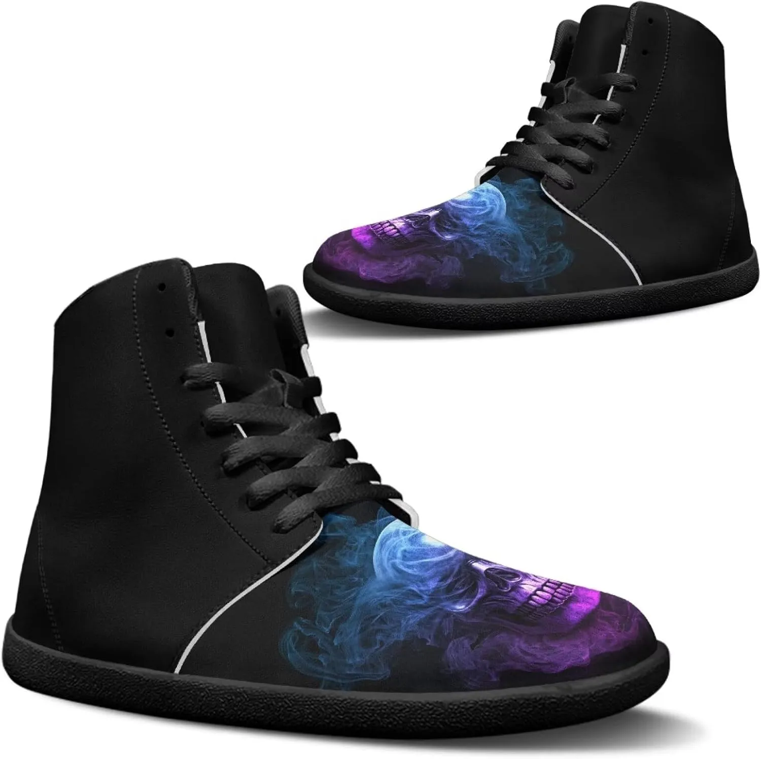Barefoot Shoes for Men Comfortable Zero Drop Tennis Running Hiking Workout Shoes Wide Toe Box Anti-Skid Waterproof Sneakers for Teen Boys Black US 5-14
