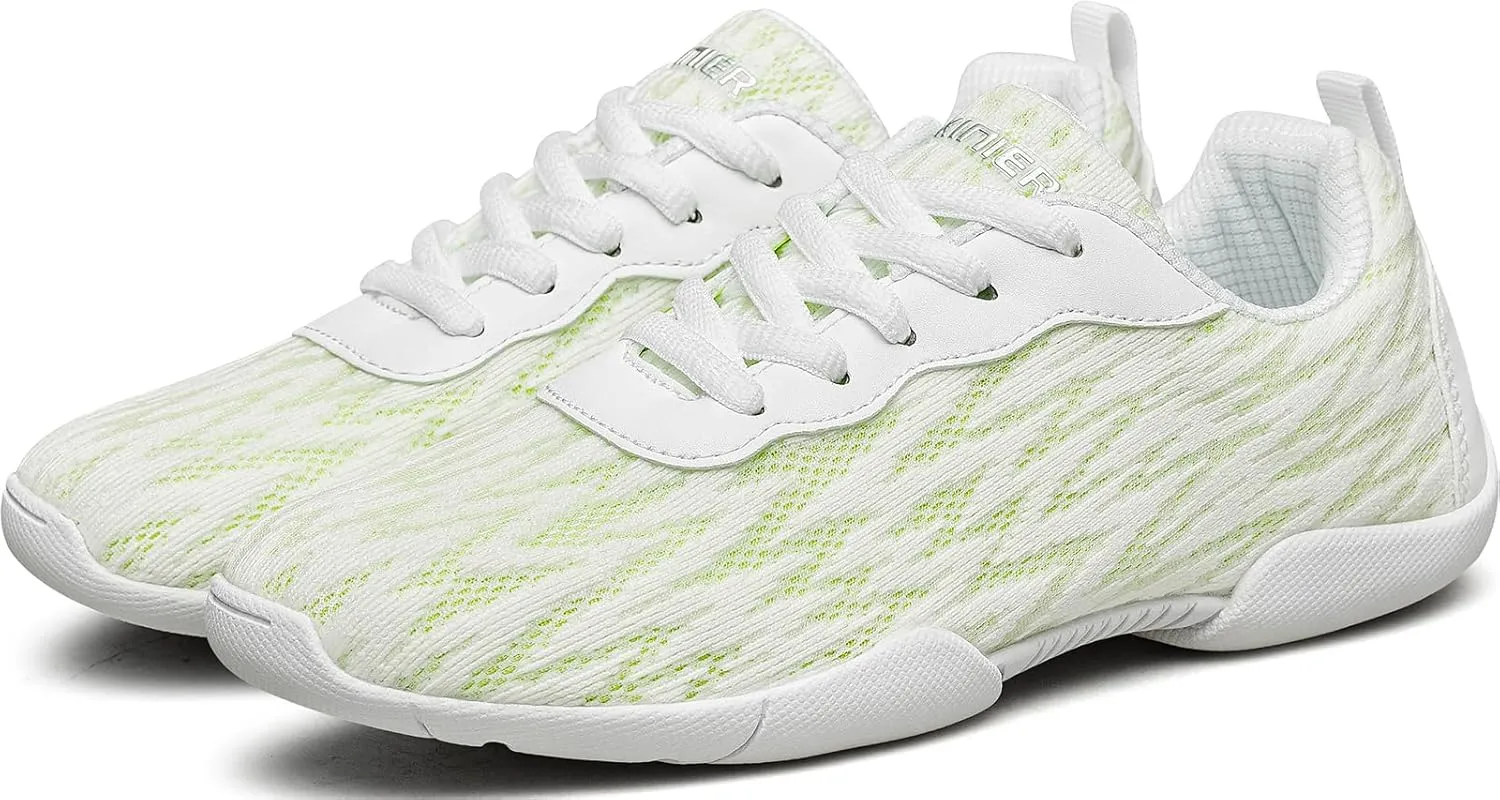 BAXINIER Girls White Cheerleading Shoes Lightweight Youth Competition Cheer Sneakers Athletic Training Dance Tennis Walking Shoes
