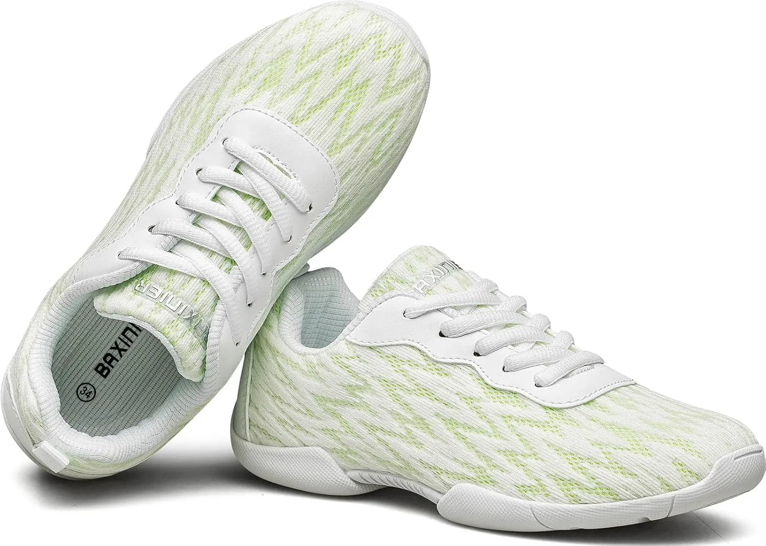 BAXINIER Girls White Cheerleading Shoes Lightweight Youth Competition Cheer Sneakers Athletic Training Dance Tennis Walking Shoes