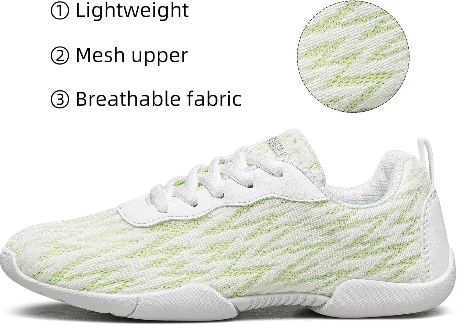 BAXINIER Girls White Cheerleading Shoes Lightweight Youth Competition Cheer Sneakers Athletic Training Dance Tennis Walking Shoes