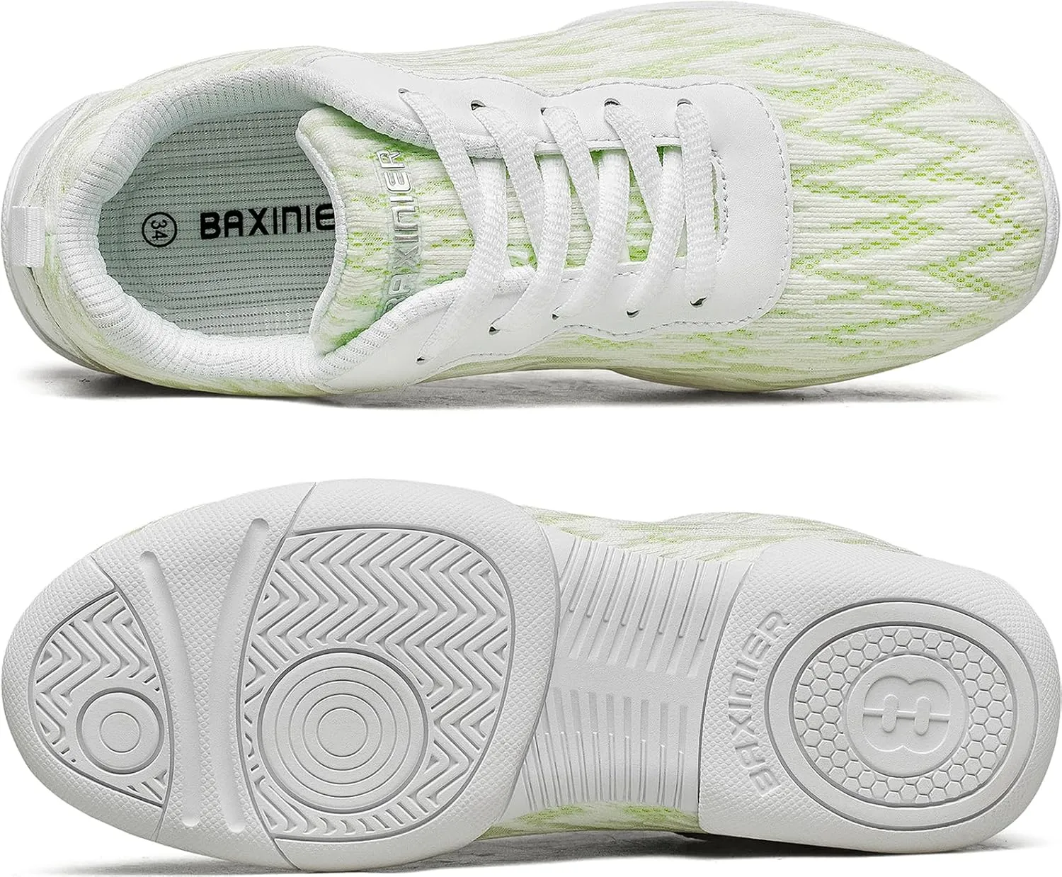 BAXINIER Girls White Cheerleading Shoes Lightweight Youth Competition Cheer Sneakers Athletic Training Dance Tennis Walking Shoes