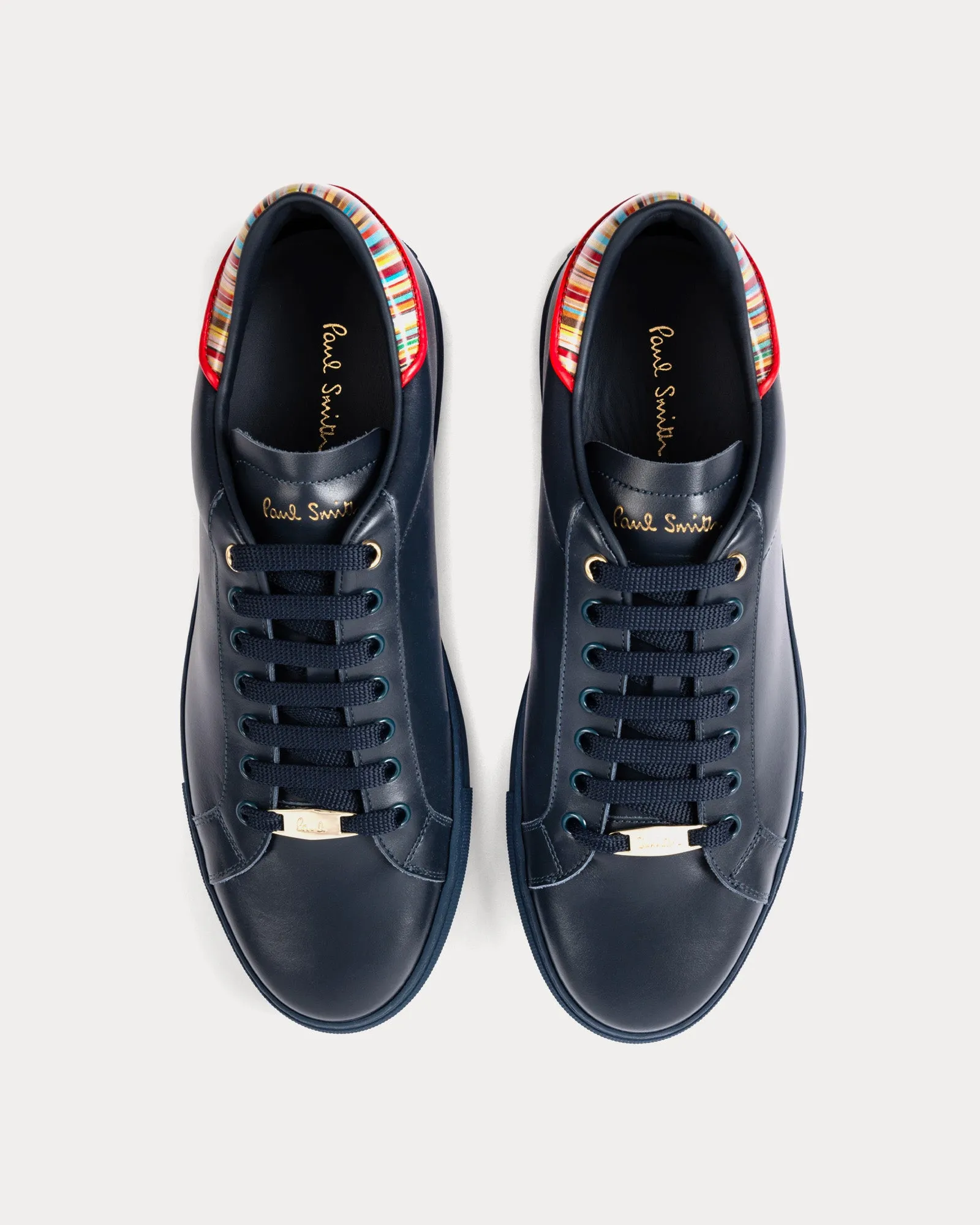 Beck with Signature Stripe Leather Navy Low Top Sneakers