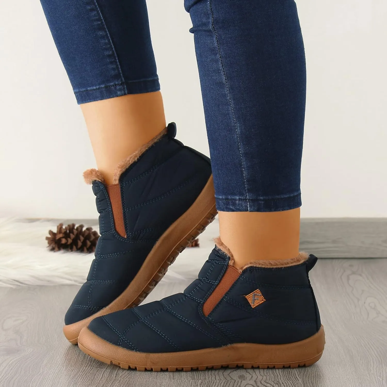 Black Winter Snow Boots for Women Cute Womens Platform Snow Boots Womens Boots for Snow Boots for Winter Waterproof Botas Largas De Invierno Para Mujer Con TacN