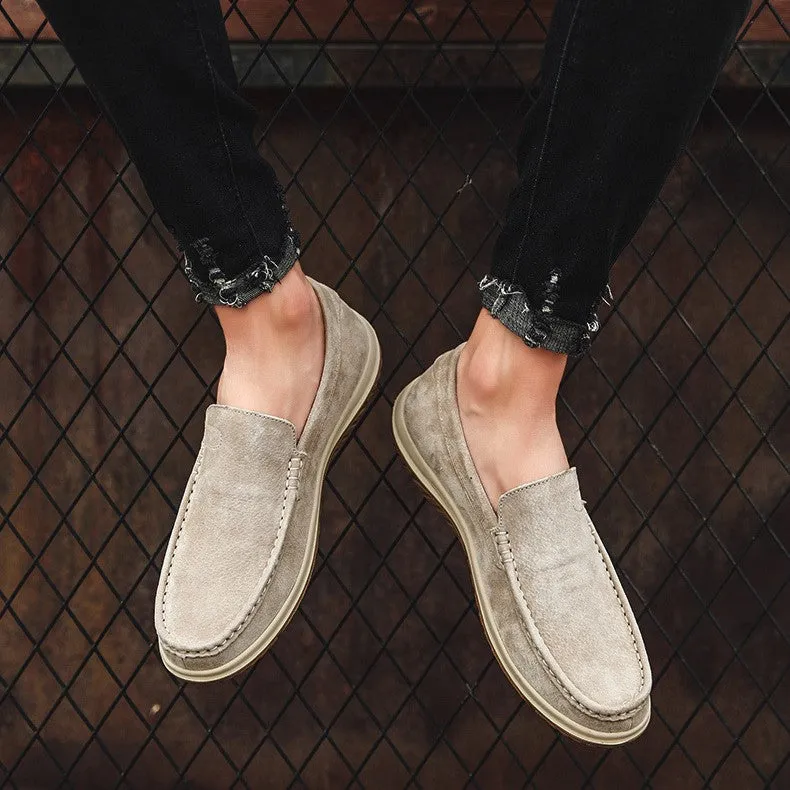 Bootara Men's Handmade Suede Lazy Loafers Casual Breathable Slip-On Shoes