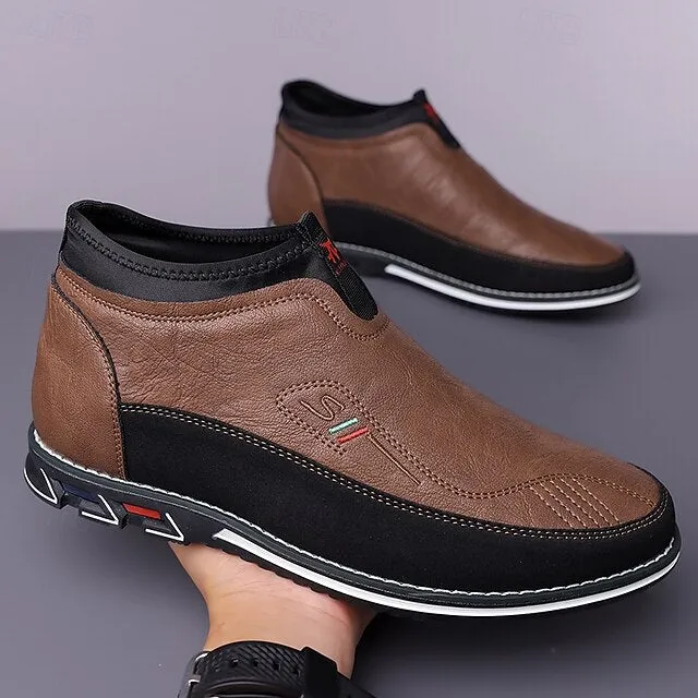 Bootara Men's Slip-On Casual Loafers with Faux Leather and Dual-Tone Design – Comfortable and Stylish for Everyday Wear