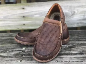 Born Men's Gudmund Brown Sunset Embossed Leather Slip On Casual Shoes BM0002306