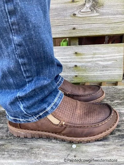 Born Men's Gudmund Brown Sunset Embossed Leather Slip On Casual Shoes BM0002306
