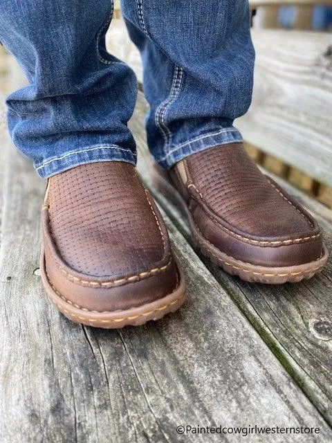 Born Men's Gudmund Brown Sunset Embossed Leather Slip On Casual Shoes BM0002306