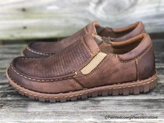 Born Men's Gudmund Brown Sunset Embossed Leather Slip On Casual Shoes BM0002306