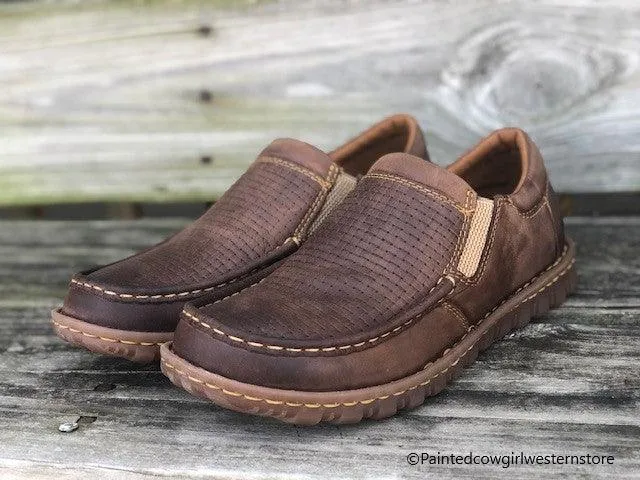 Born Men's Gudmund Brown Sunset Embossed Leather Slip On Casual Shoes BM0002306