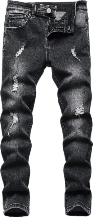 Boy's Skinny Fit Ripped Distressed Stretch Washed Fashion Kids Denim Jeans Pants