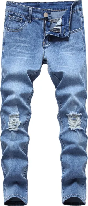 Boy's Skinny Fit Ripped Distressed Stretch Washed Fashion Kids Denim Jeans Pants