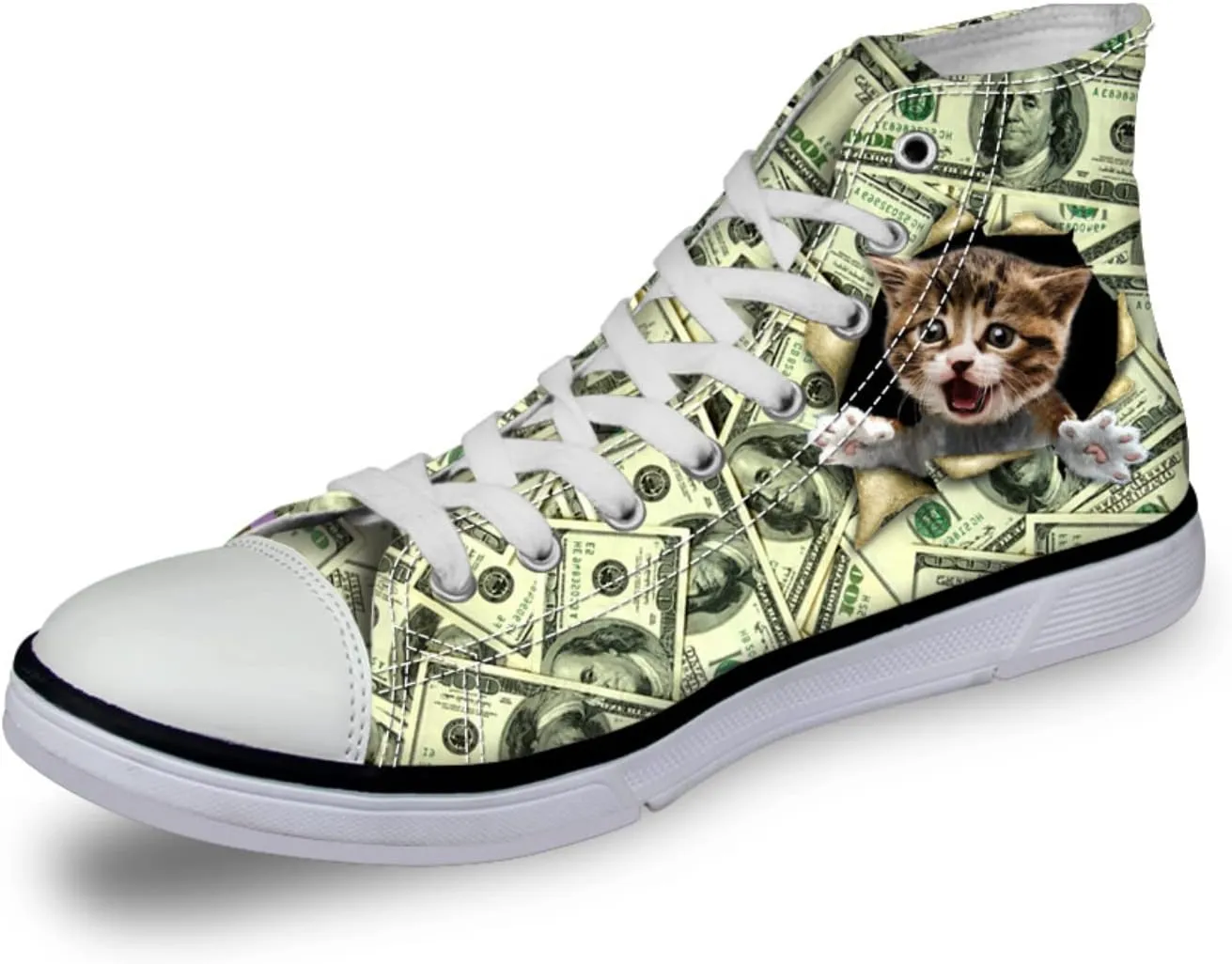 Canvas Shoes for Women High Top Canvas Sneakers Teens Girls Cute Animal Print Lace ups Casual Walking Shoes
