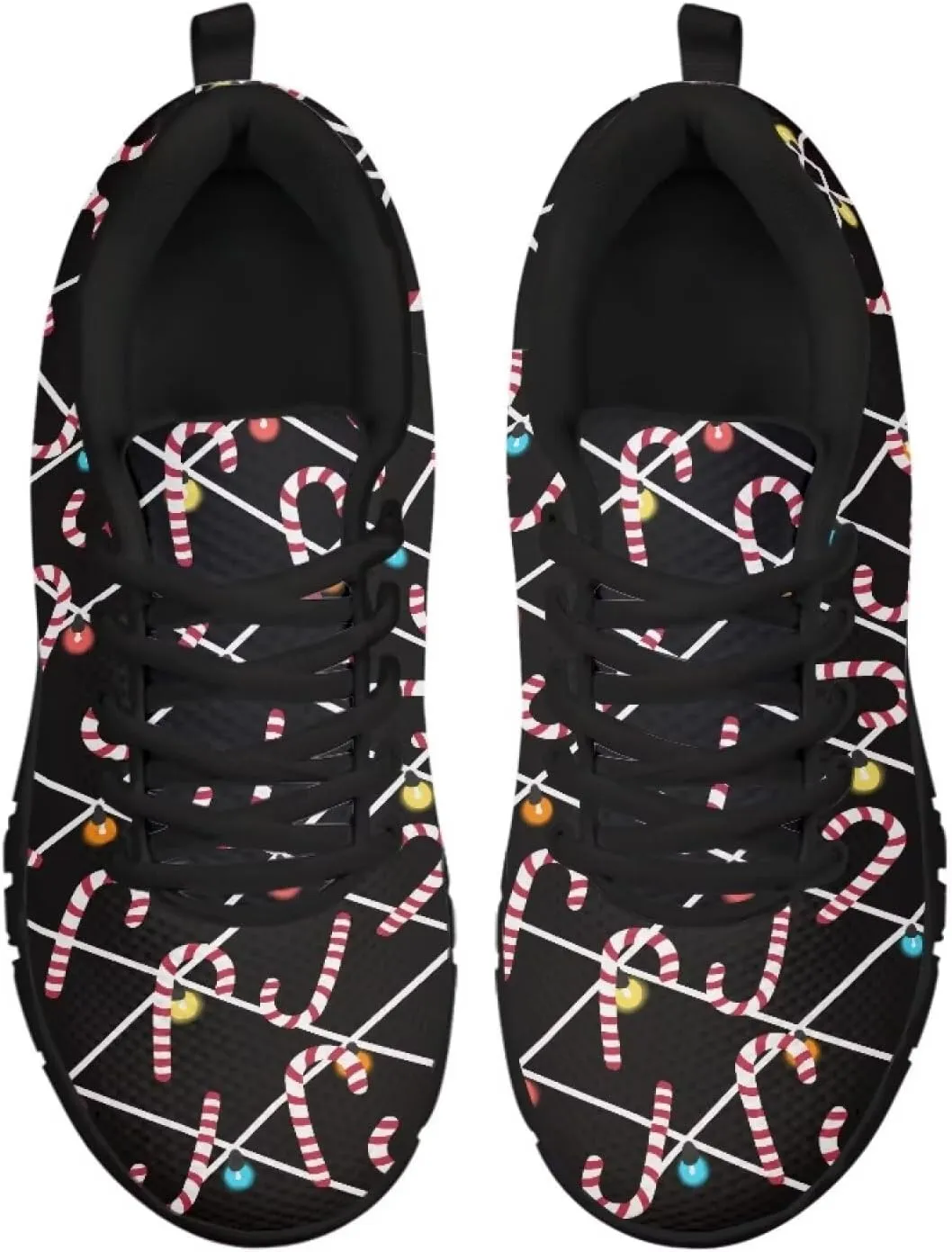Christmas Sneakers for Women Flat Cozy Lace Up Low-Top Anti-Slip Workout Running Sneakers for Ladies Outdoor Exercise Hiking Shoes for Teen Girls US 5-12