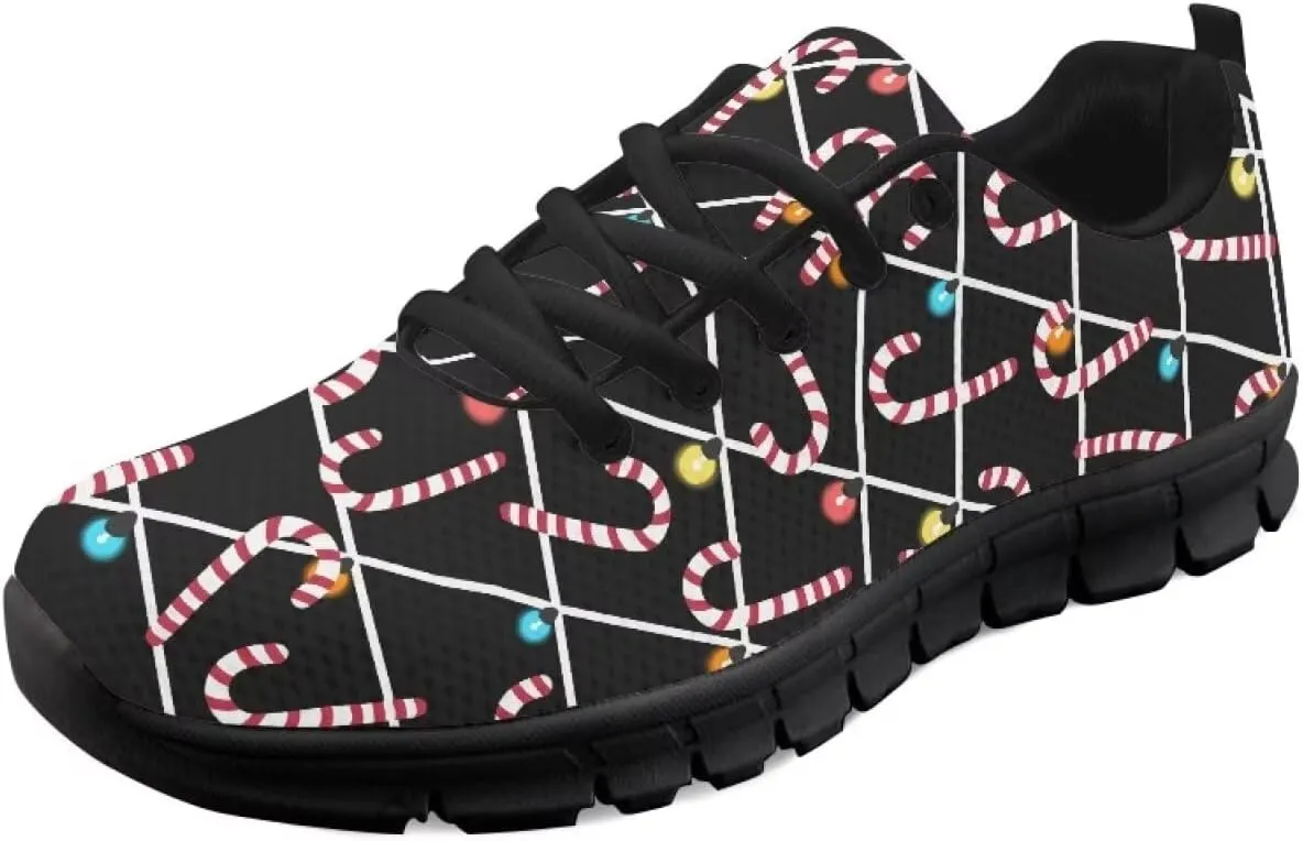 Christmas Sneakers for Women Flat Cozy Lace Up Low-Top Anti-Slip Workout Running Sneakers for Ladies Outdoor Exercise Hiking Shoes for Teen Girls US 5-12