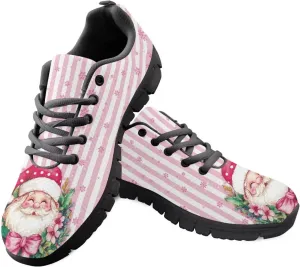 Christmas Sneakers for Women Flat Soft Low-Top Outdoor Running Sneakers for Ladies Lace-Up Non-Slip Workout Hiking Shoes for Teen Girls US 5-12