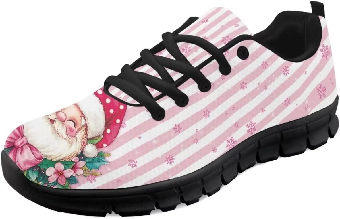 Christmas Sneakers for Women Flat Soft Low-Top Outdoor Running Sneakers for Ladies Lace-Up Non-Slip Workout Hiking Shoes for Teen Girls US 5-12