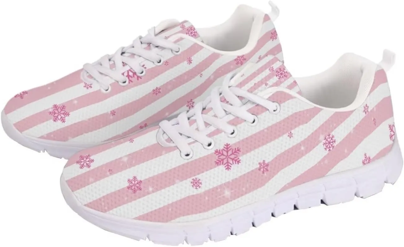 Christmas Women's Sneakers Cozy Lightweight Non-Slip Workout Walking Sneakers for Womens Flat Lace-Up Outdoor Tennis Shoes for Ladies Black US 5-12