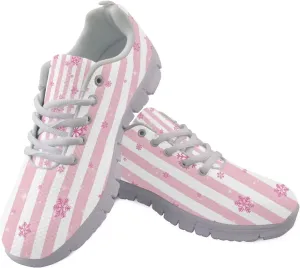 Christmas Women's Sneakers Cozy Lightweight Non-Slip Workout Walking Sneakers for Womens Flat Lace-Up Outdoor Tennis Shoes for Ladies Black US 5-12