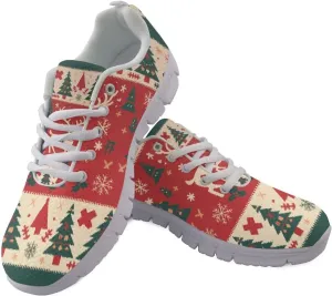 Christmas Women's Sneakers Soft Lightweight Anti-Skid Workout Tennis Sneakers for Womens Low-Top Lace-Up Outdoor Exercise Walking Shoes for Ladies US 5-12