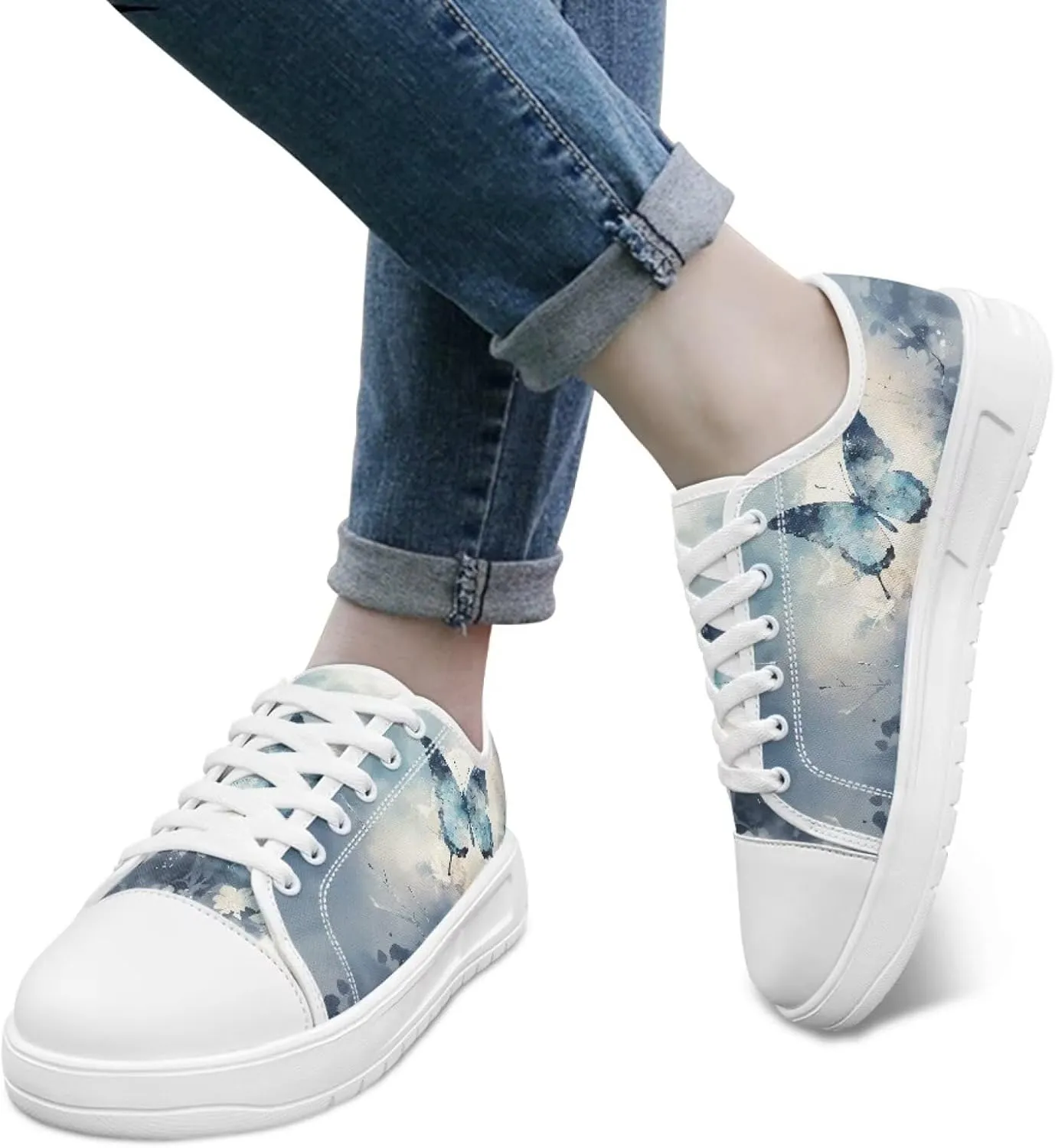 Classic Canvas Shoes Womens Platform Sneakers Low Top Lace Up Casual Tennis Athletic Shoe