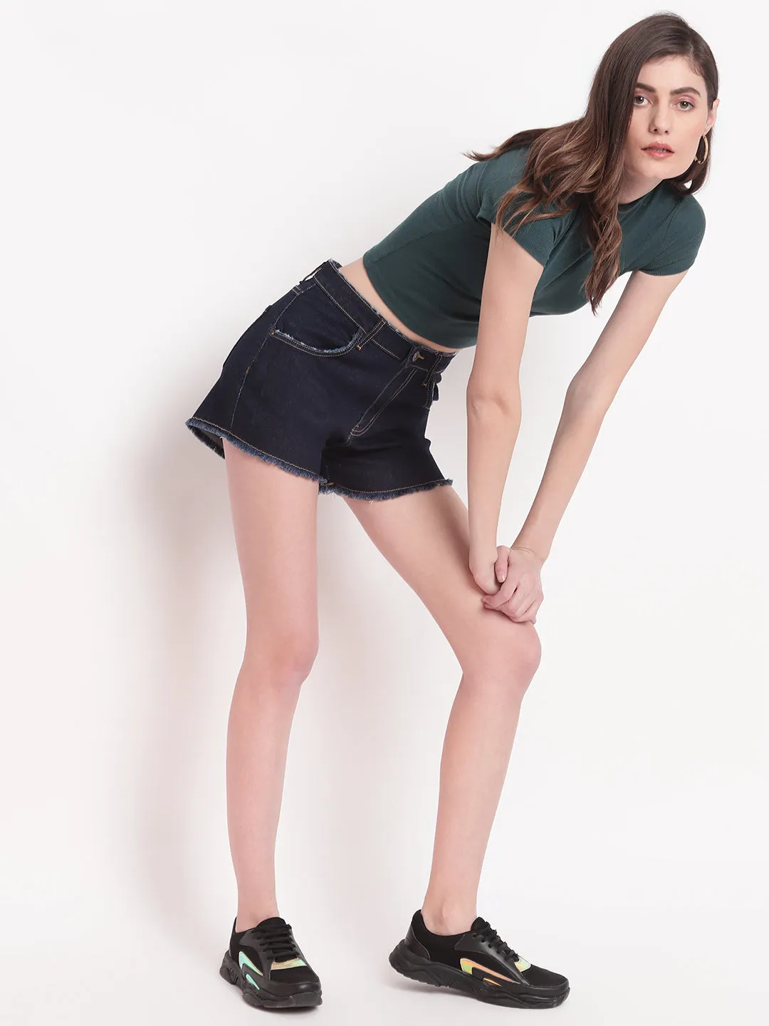 Dark Blue High Waist Shorts