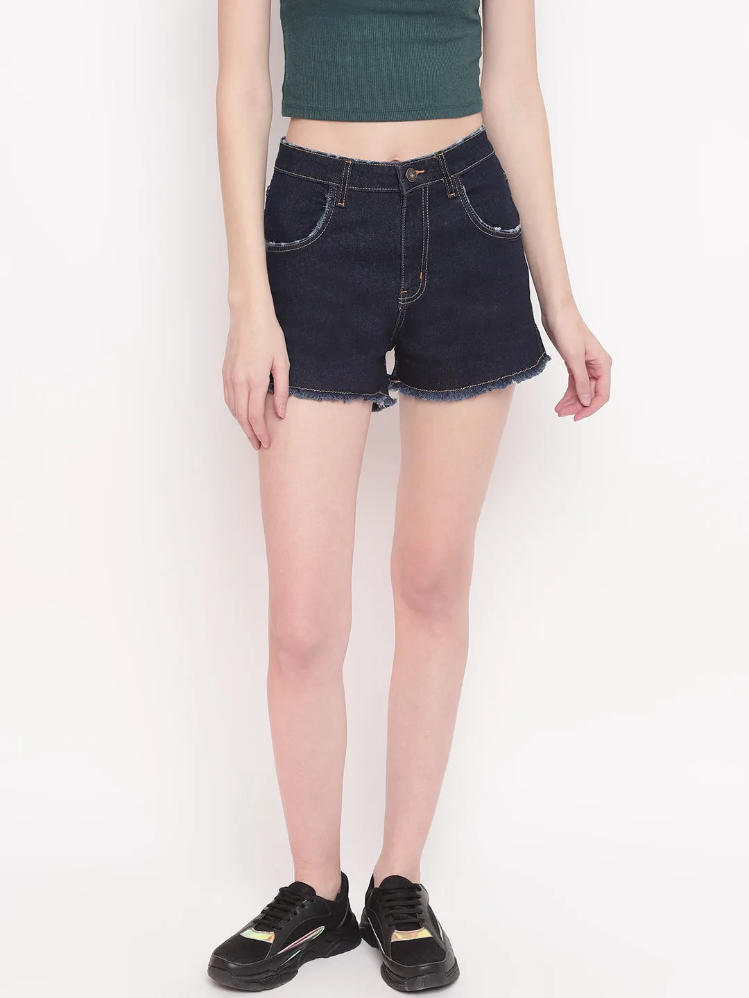 Dark Blue High Waist Shorts