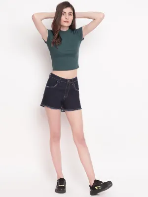 Dark Blue High Waist Shorts