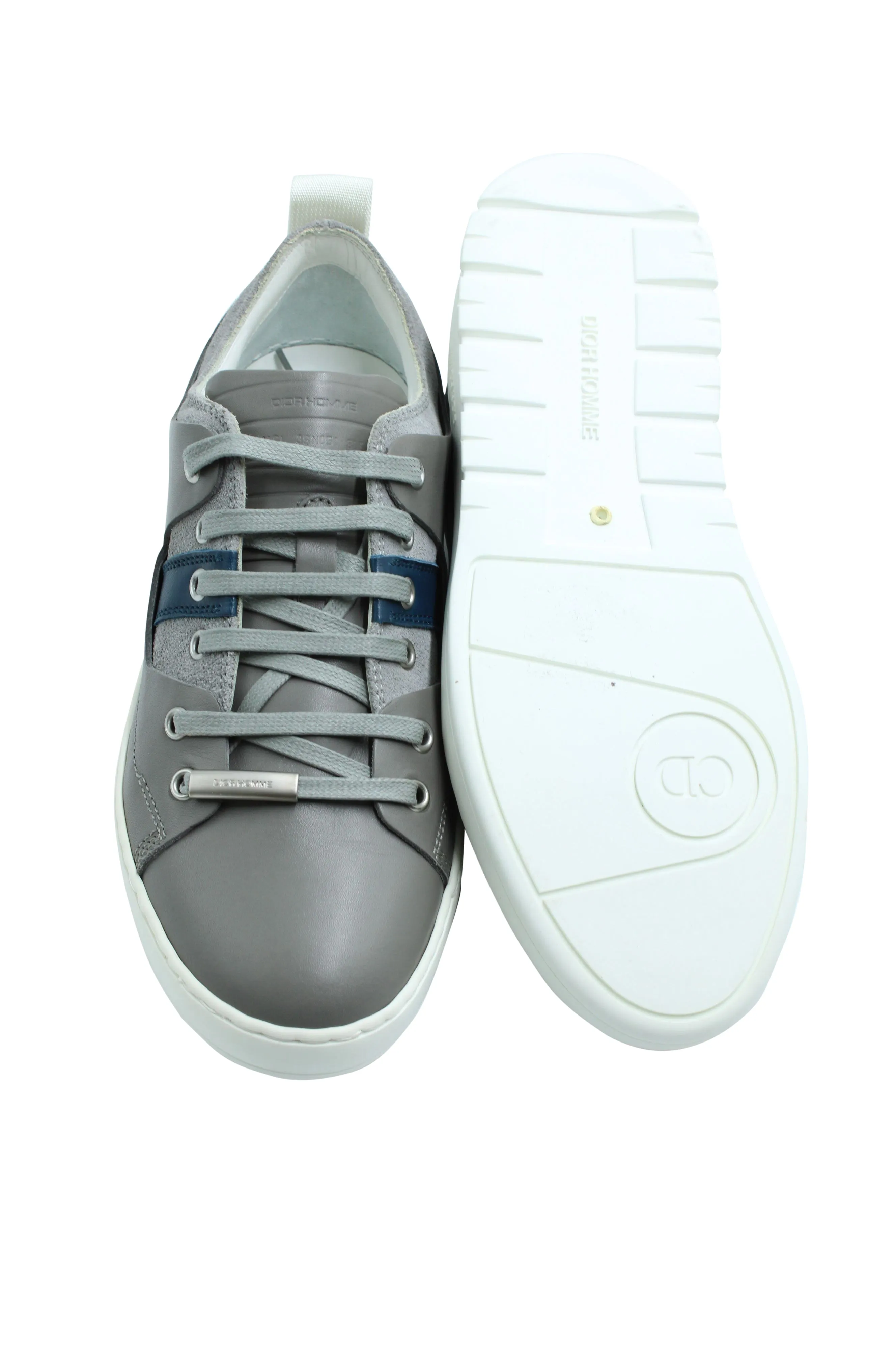 Dior Low Top Sneakers in Grey Leather
