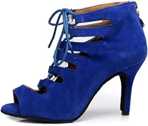 DKZSYIM Women's Latin Dance Shoes,Lace-up Salsa Party Wedding Ankle Boot Sandals,Model YCL361