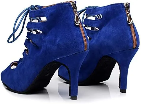 DKZSYIM Women's Latin Dance Shoes,Lace-up Salsa Party Wedding Ankle Boot Sandals,Model YCL361