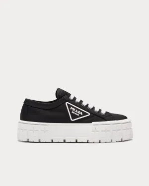 Double Wheel Nylon Gabardine Black Low Top Sneakers