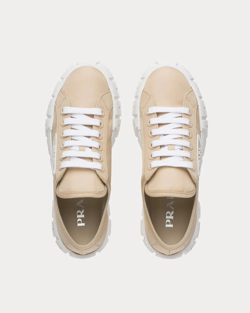 Double Wheel Nylon Gabardine Desert Beige Low Top Sneakers