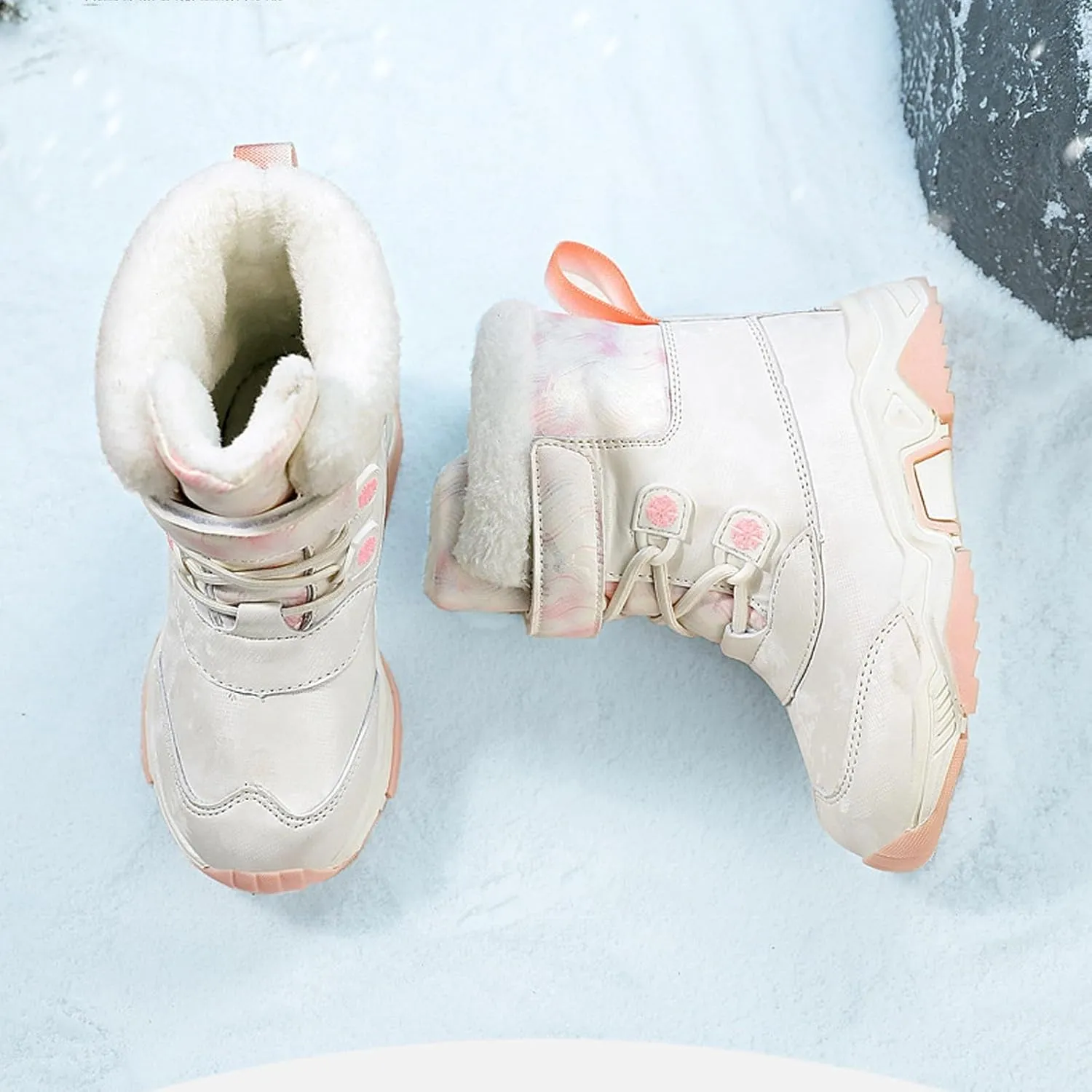 Fashion Big Kids Winter Water Proof Flat Keep Warm Snow Boots Comfortable Mid Boots Shoes Shoes Girls Kids Rubber Boots
