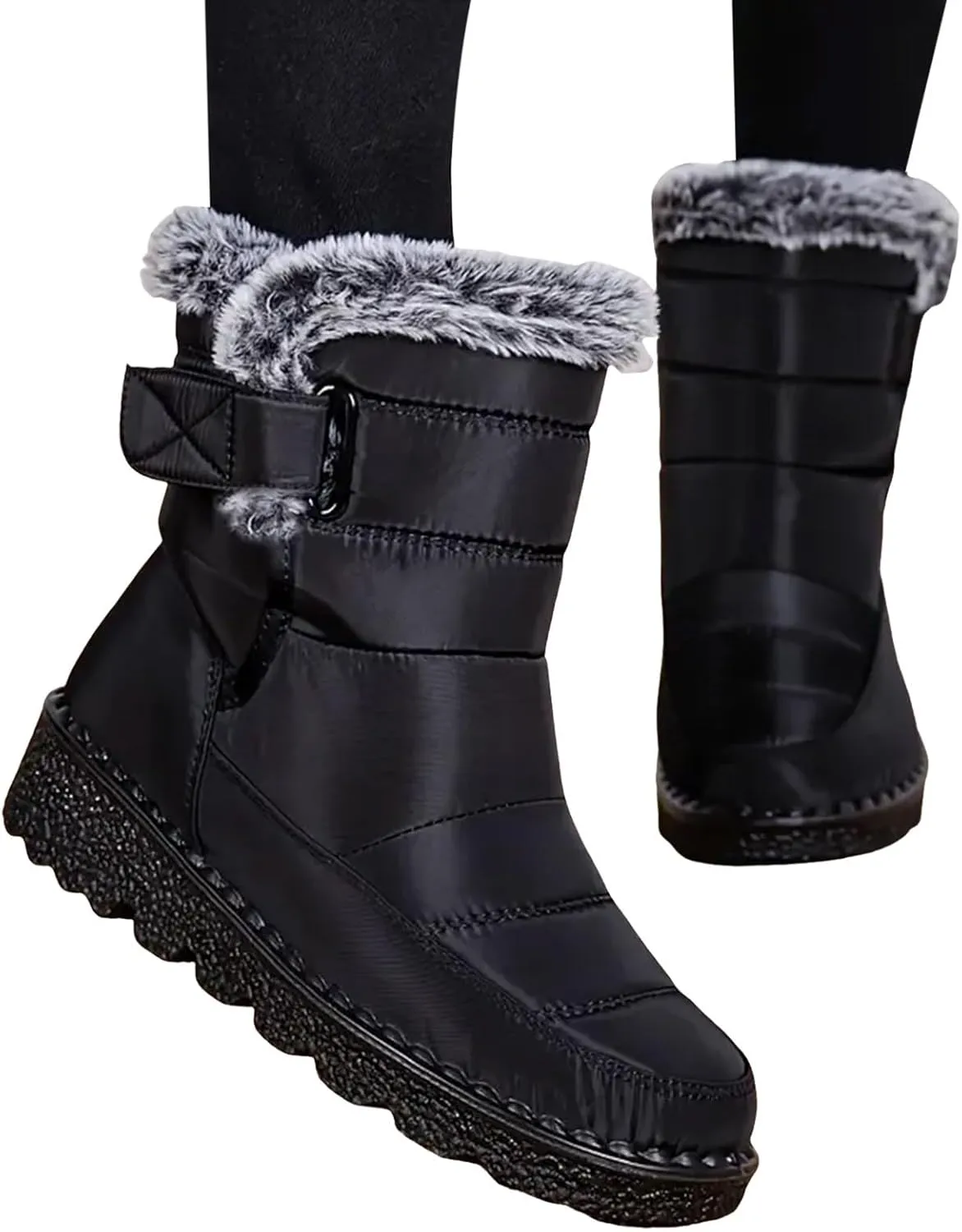 Fashion Couple Men Women Winter Water Proof Flat Hook Loop Keep Warm Snow Boots Men Outdoor Lightweight Hiking