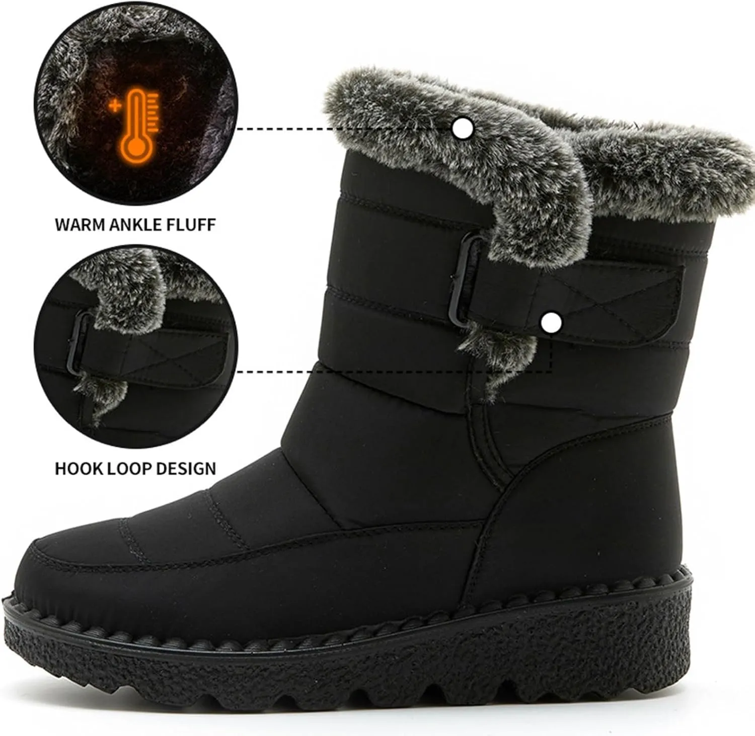 Fashion Couple Men Women Winter Water Proof Flat Hook Loop Keep Warm Snow Boots Men Outdoor Lightweight Hiking