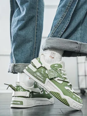Fashion Skate Sneakers for Men- Versatile, Breathable & Comfortable for All Seasons | Lace-Up Casual Shoes with Durable PVC Sole, Skate Shoes Plus Size