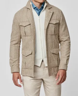 Ferla Beige Tan Alpaca & Wool Light Felted Bouclé with Glencheck