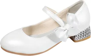 Girls Dress Shoes Mary Jane Shoes for Girls, Low Girls Heels for Kids Toddler Flower Girl Wedding Party Shoes for Girls